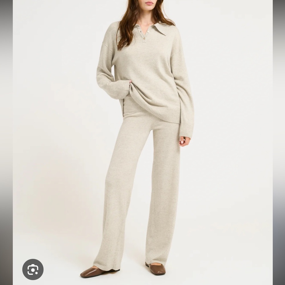 Rumored Beige Wide Leg Knit Pants